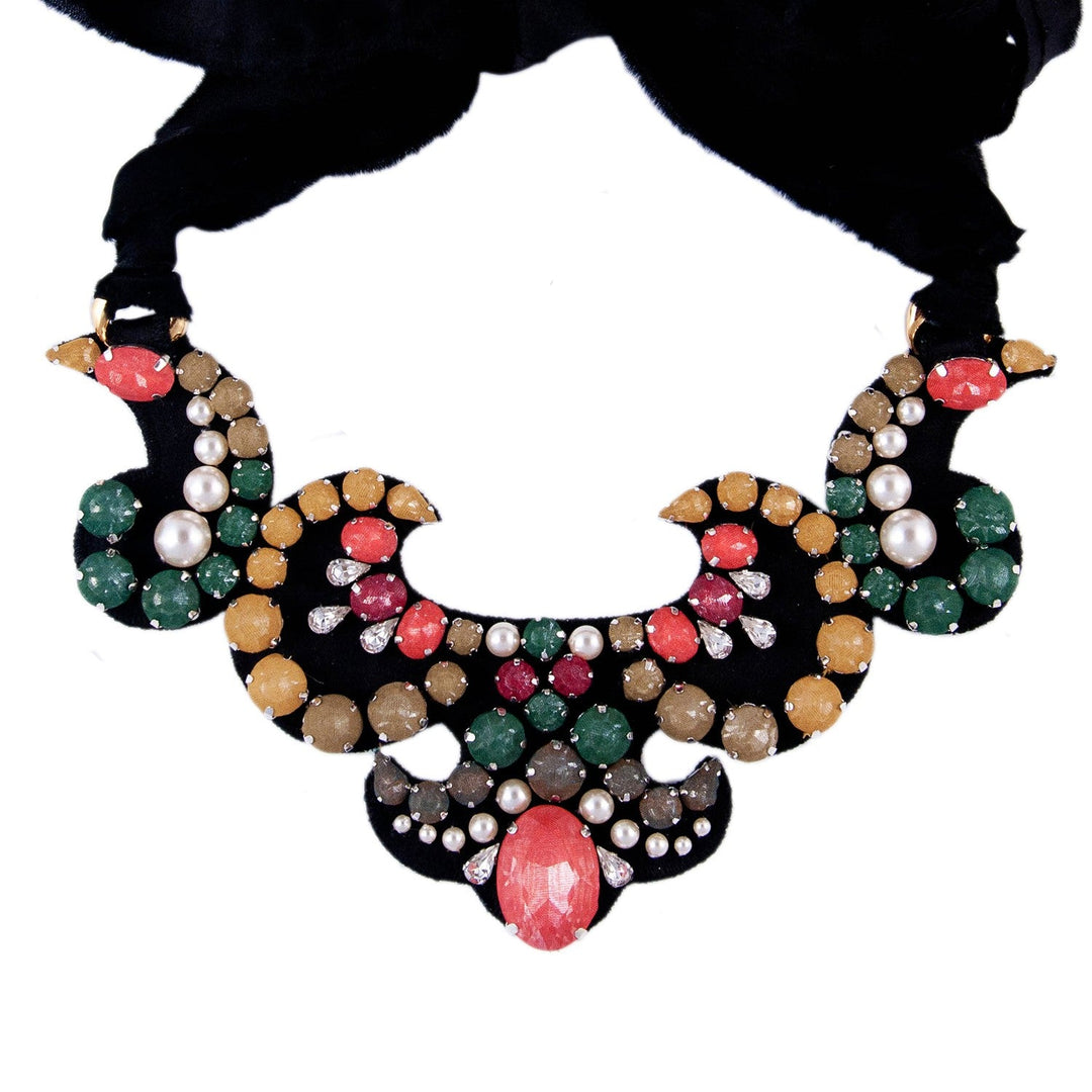 Arabesque multicoloured silk veil necklace.