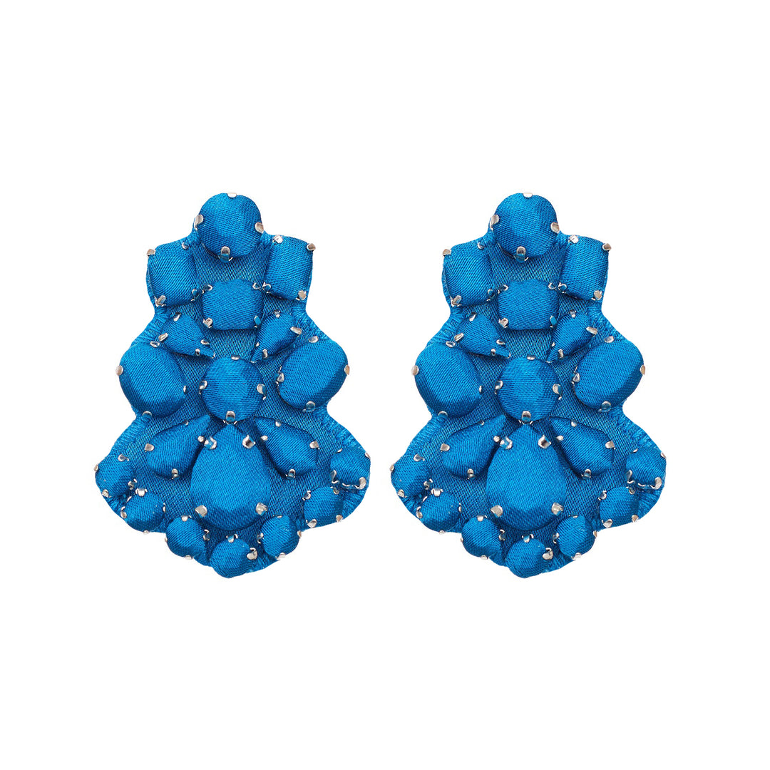 Chandelier earrings azure blue silk.