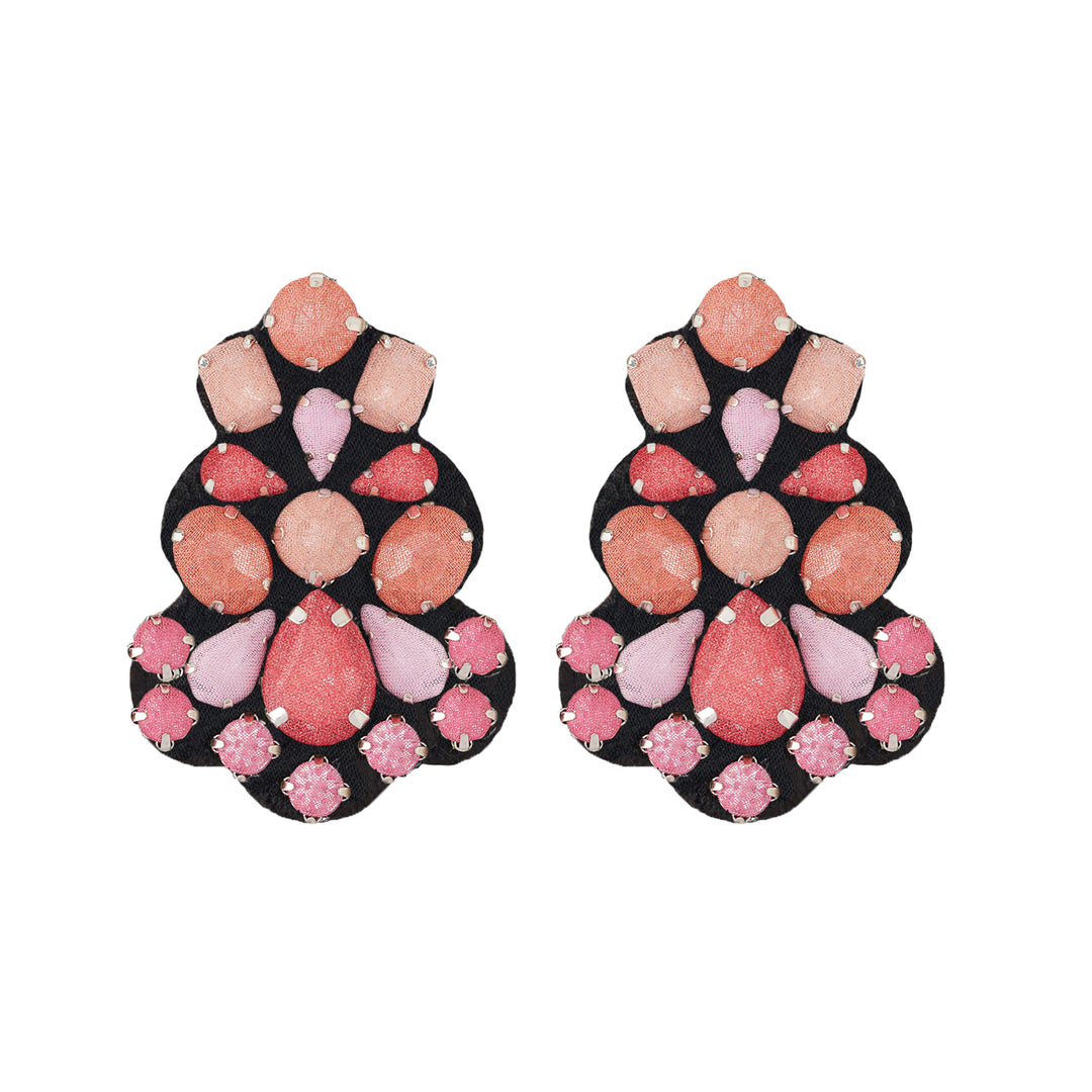 Chandelier multicoloured earrings pink and orange.