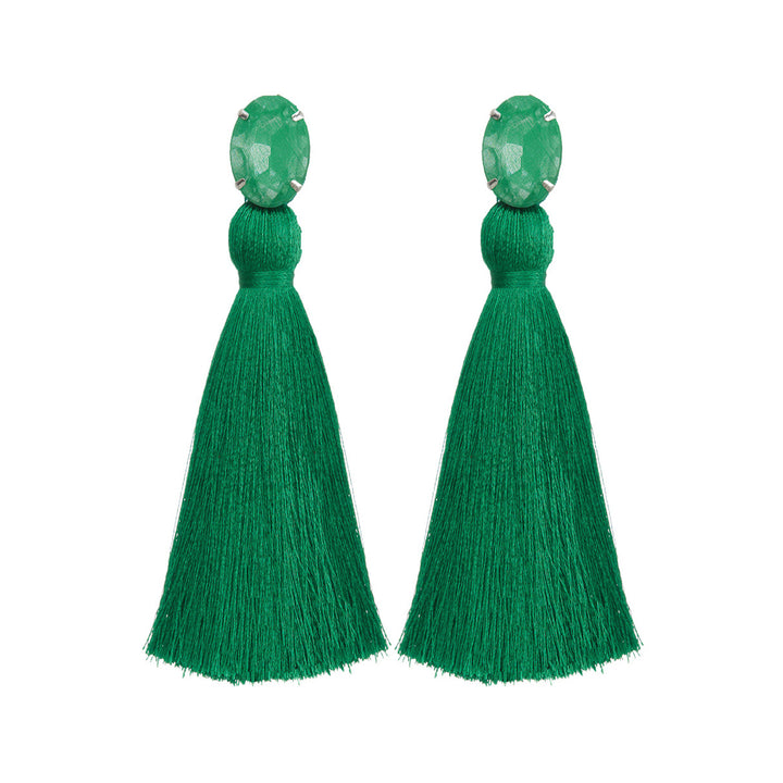 Fringe earrings green.