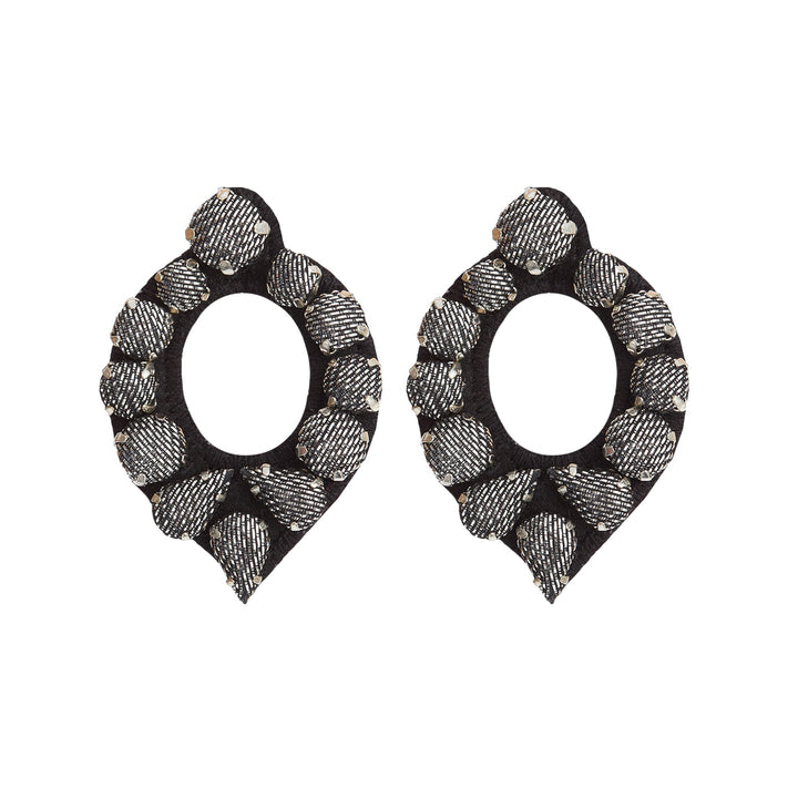 Mirror dark silver lurex earrings.