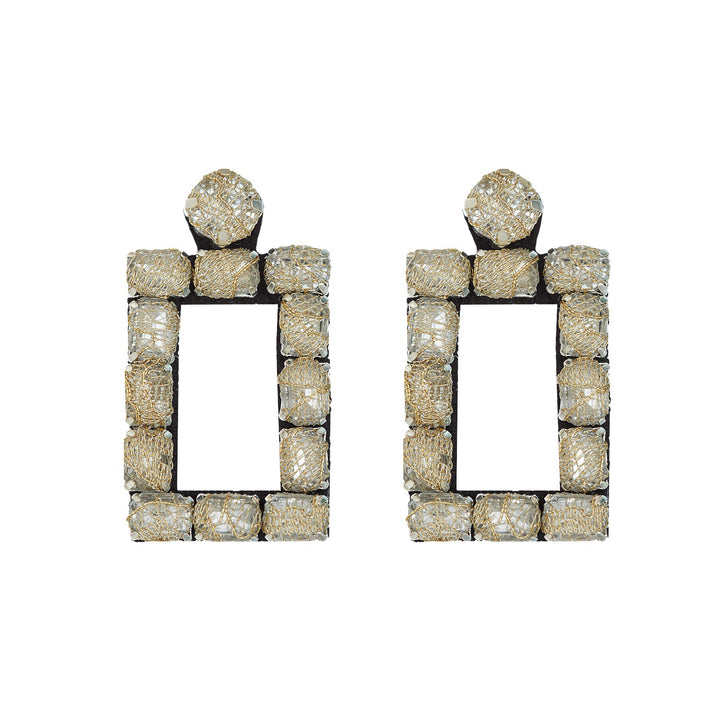 Rectangle gold lace earrings.