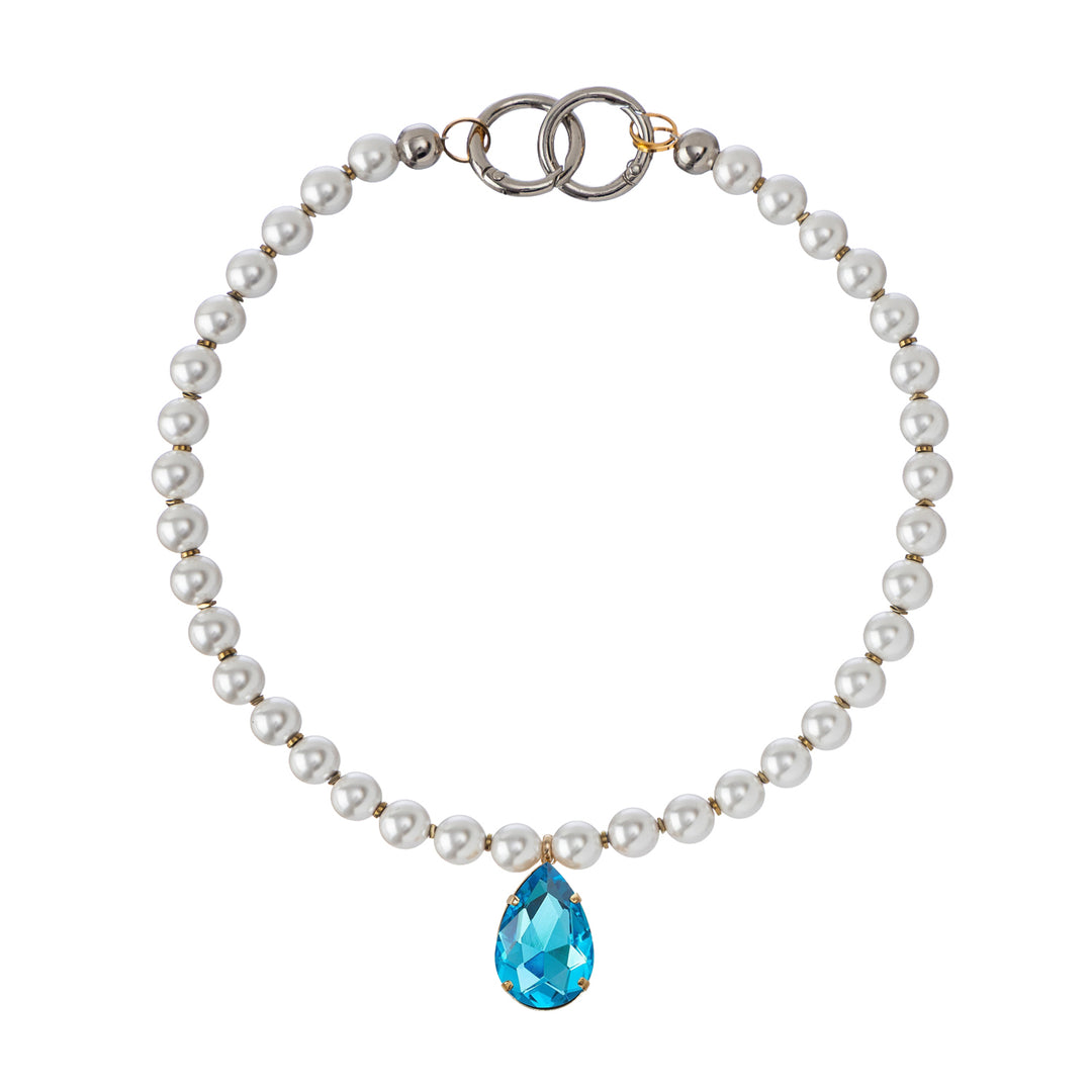 Halo Hematite Pearls Crystal Necklace