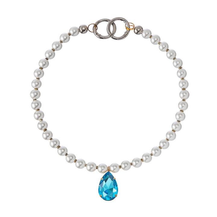 Halo Hematite Pearls Crystal Necklace