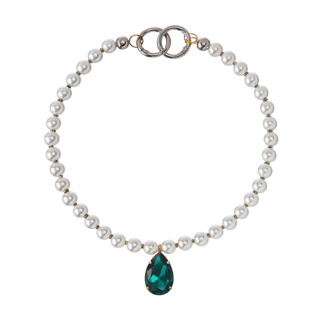 Halo Hematite Pearls Crystal Necklace