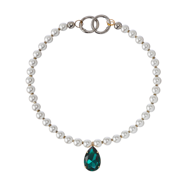 Halo Hematite Pearls Crystal Necklace