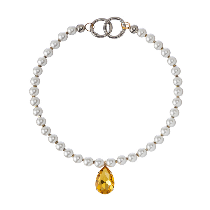 Halo Hematite Pearls Crystal Necklace