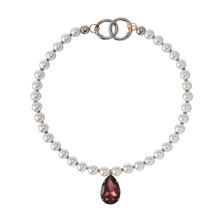 Halo Hematite Pearls Crystal Necklace