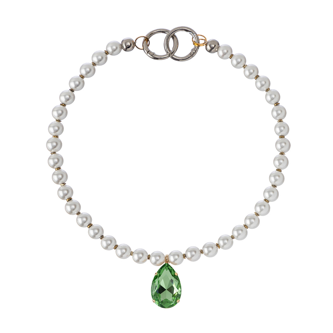 Halo Hematite Pearls Crystal Necklace