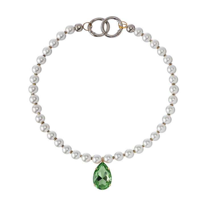 Halo Hematite Pearls Crystal Necklace