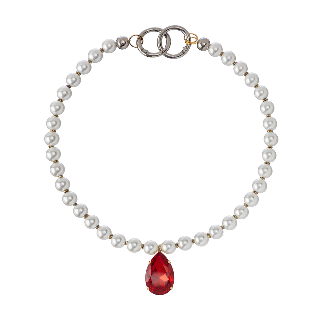 Halo Hematite Pearls Crystal Necklace