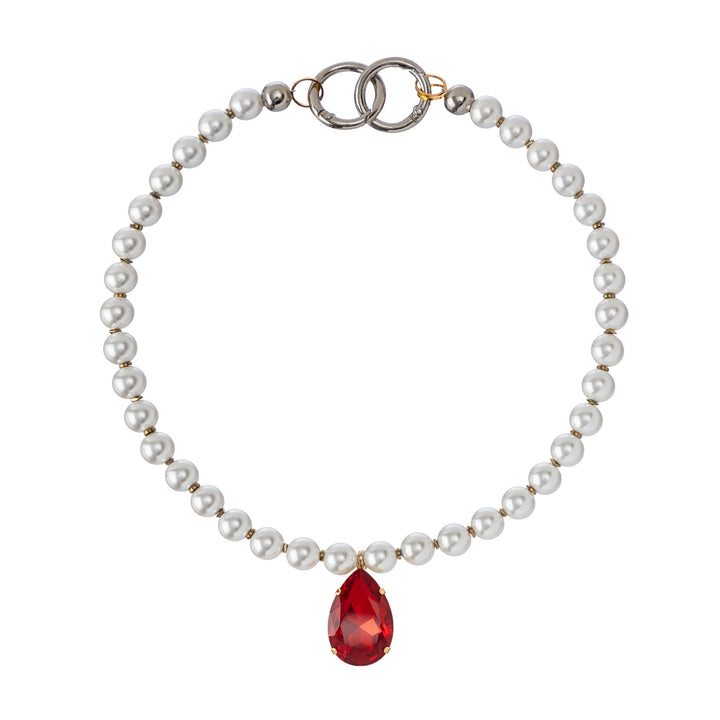 Halo Hematite Pearls Crystal Necklace