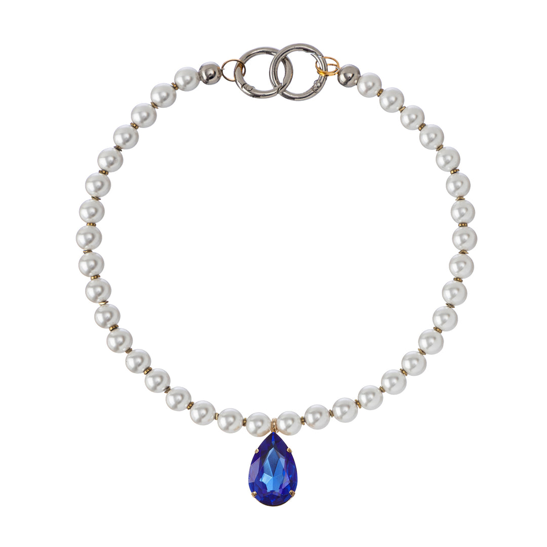 Halo Hematite Pearls Crystal Necklace