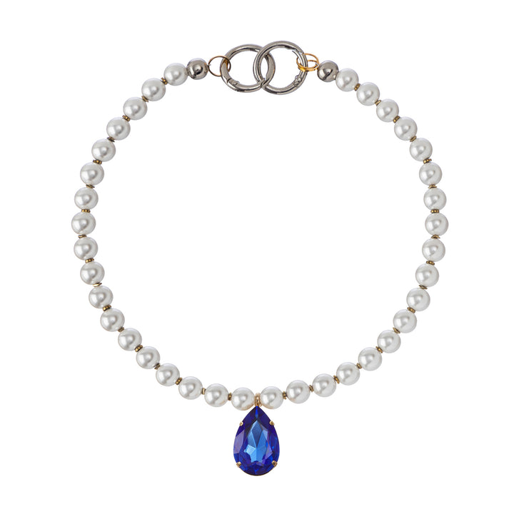 Halo Hematite Pearls Crystal Necklace