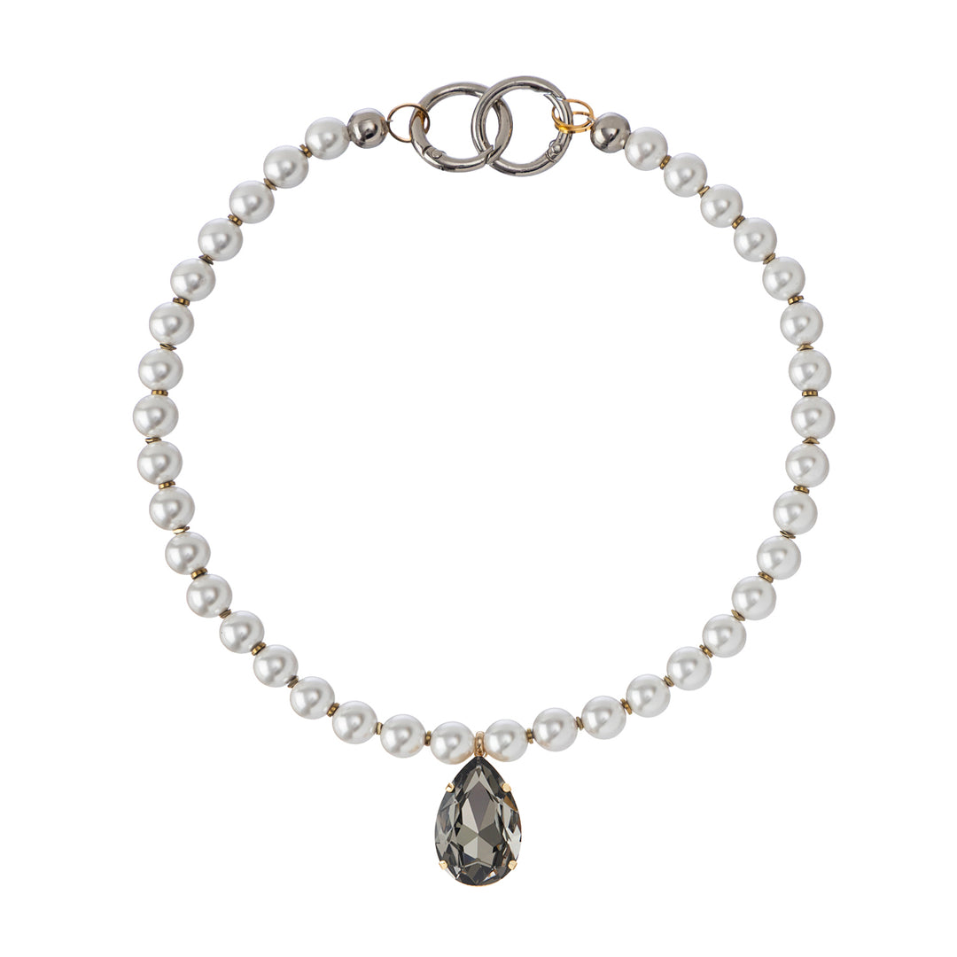 Halo Hematite Pearls Crystal Necklace