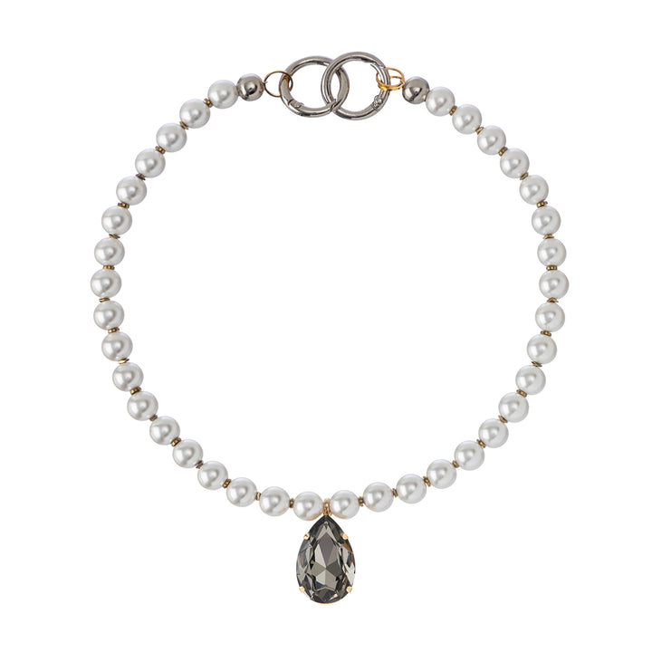 Halo Hematite Pearls Crystal Necklace