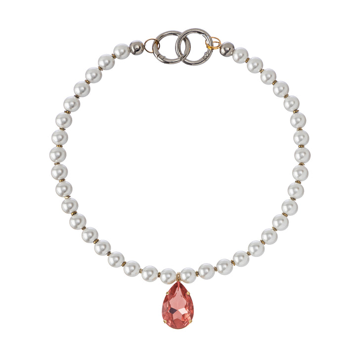 Halo Hematite Pearls Crystal Necklace