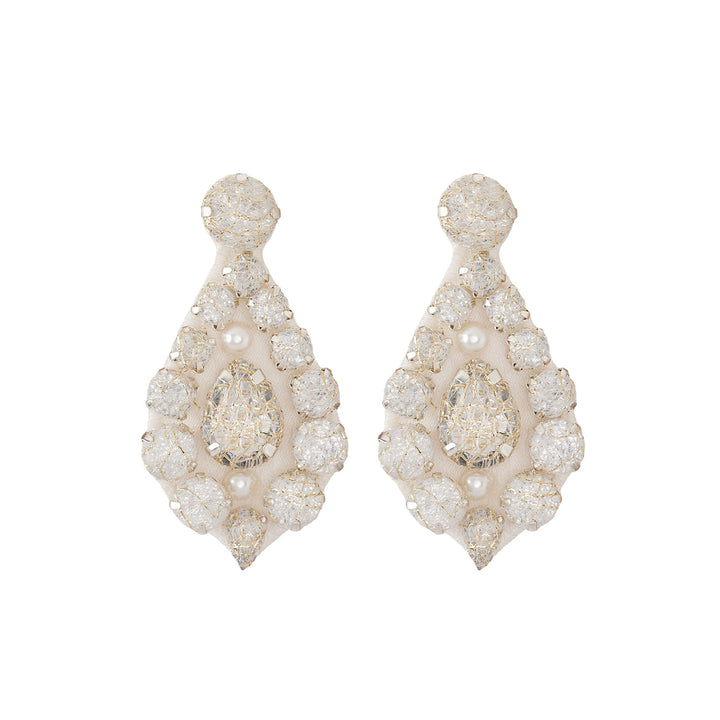 Bell bridal gold ivory lace earrings.