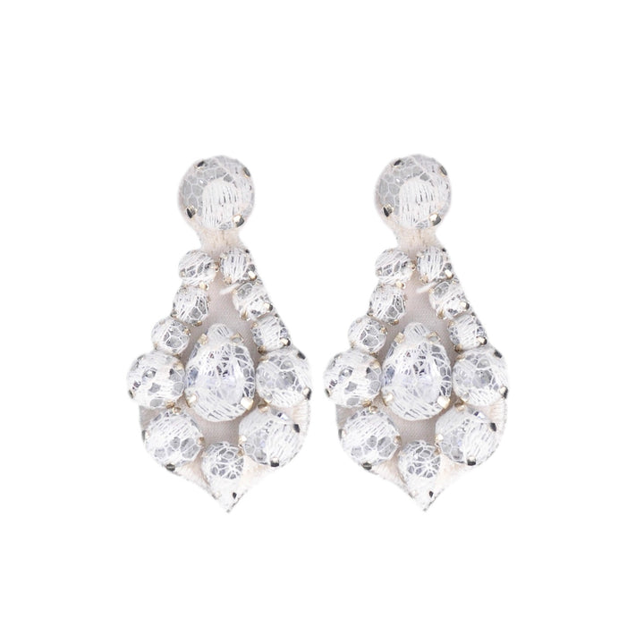 Bell bridal white lace earrings.