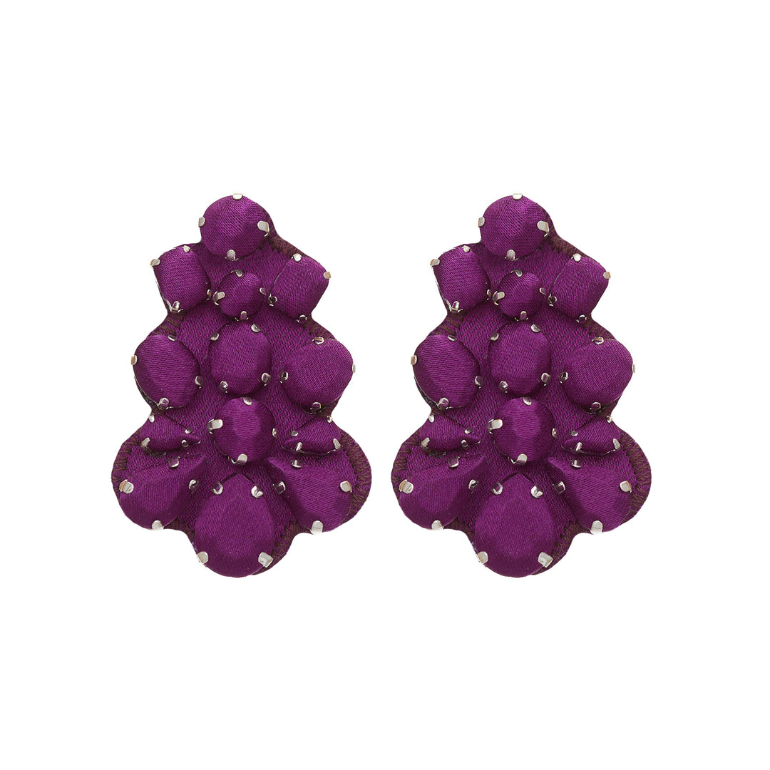 Chandelier earrings aubergine purple silk.