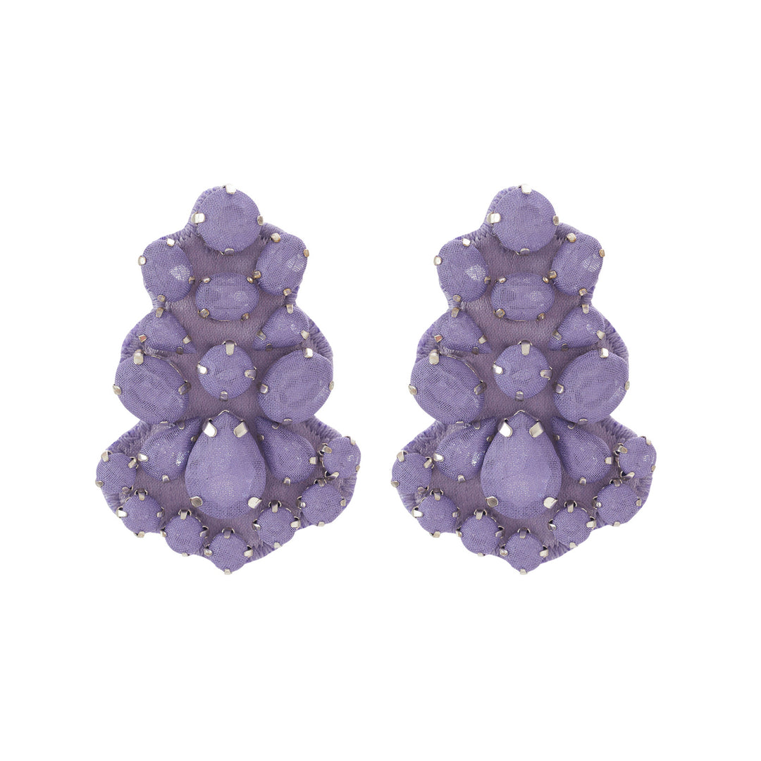 Chandelier lavender purple silk veil earrings.