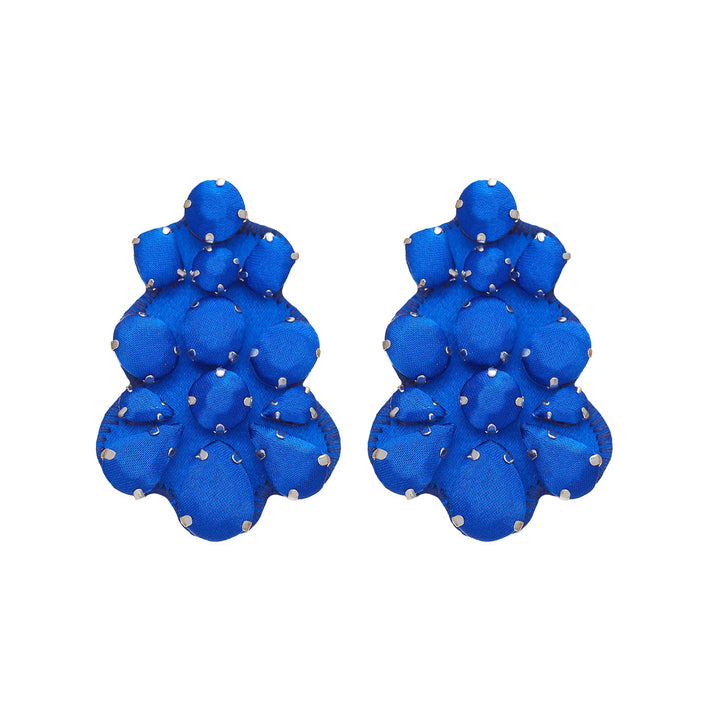 Chandelier earrings royal blue silk.
