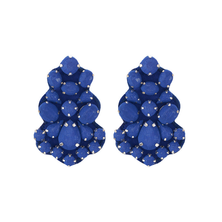 Chandelier royal blue silk veil earrings.