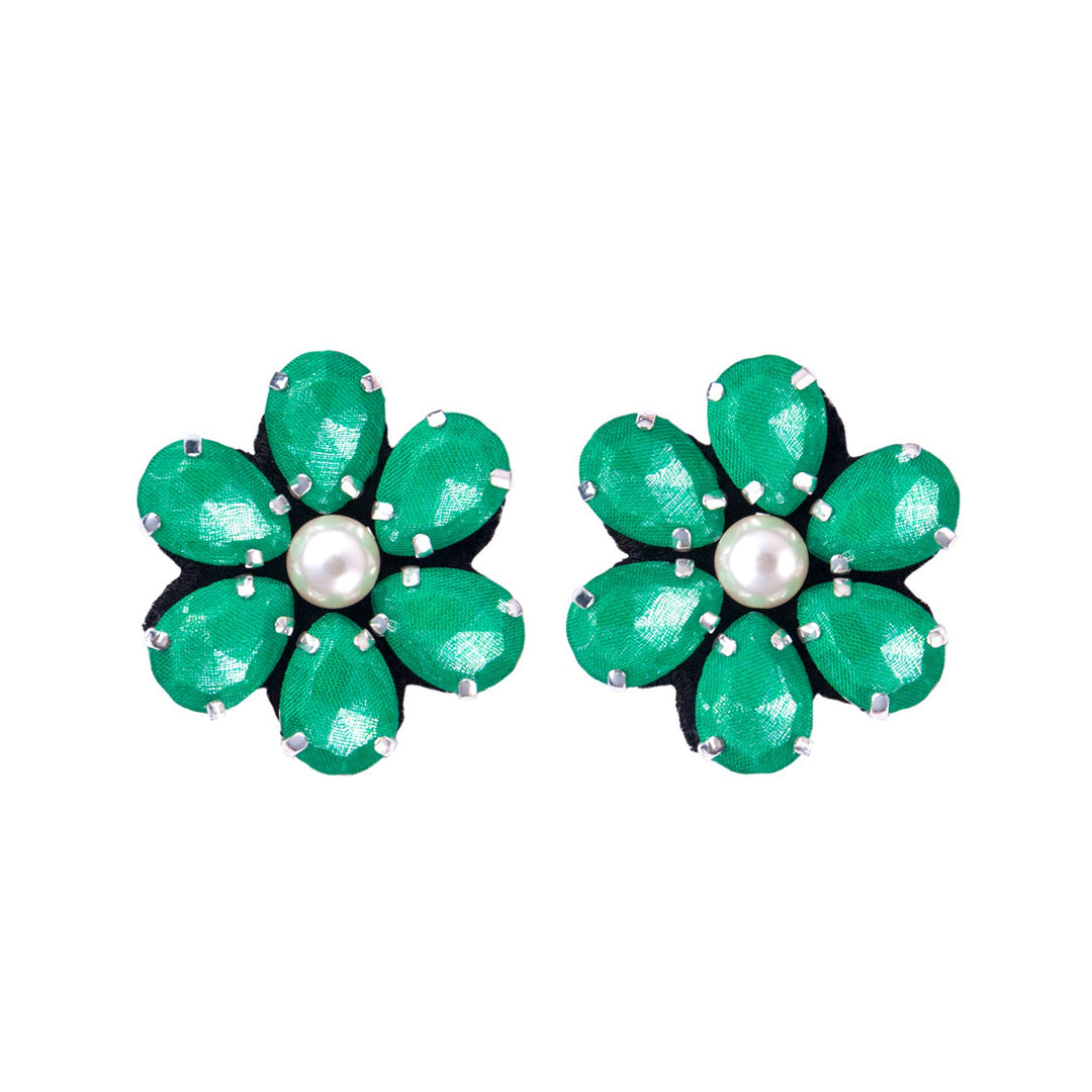 Flower earrings bright green.