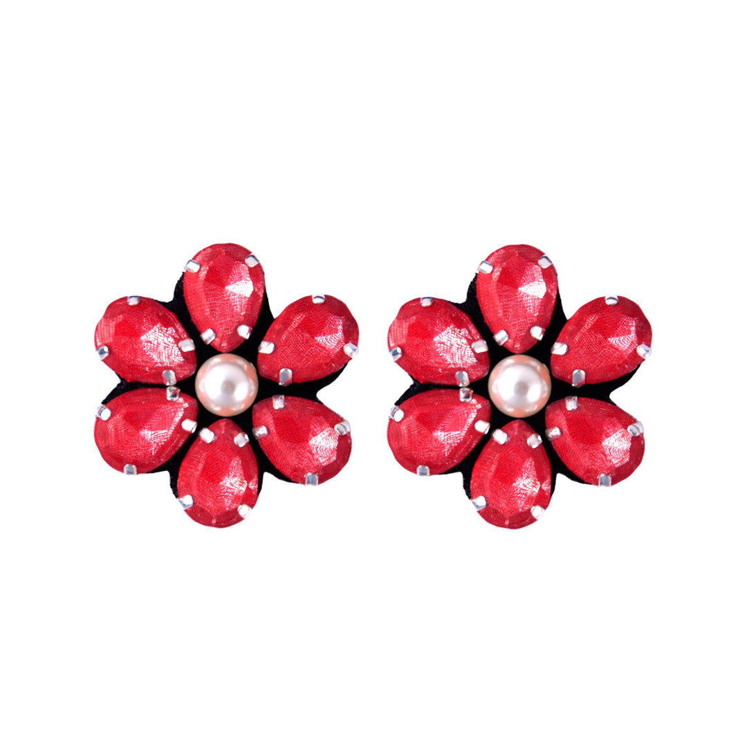 Flower earrings red.