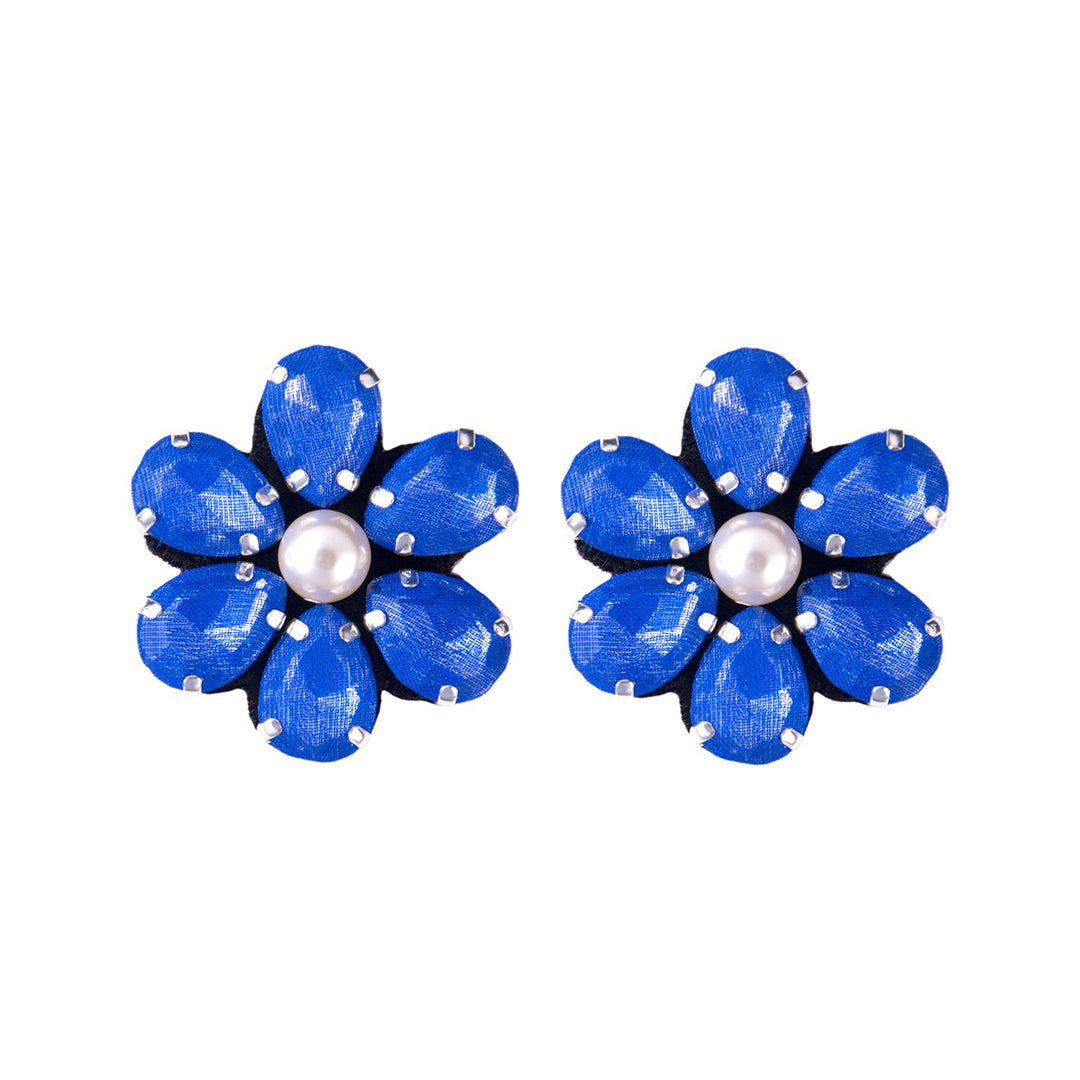 Flower earrings royal blue.