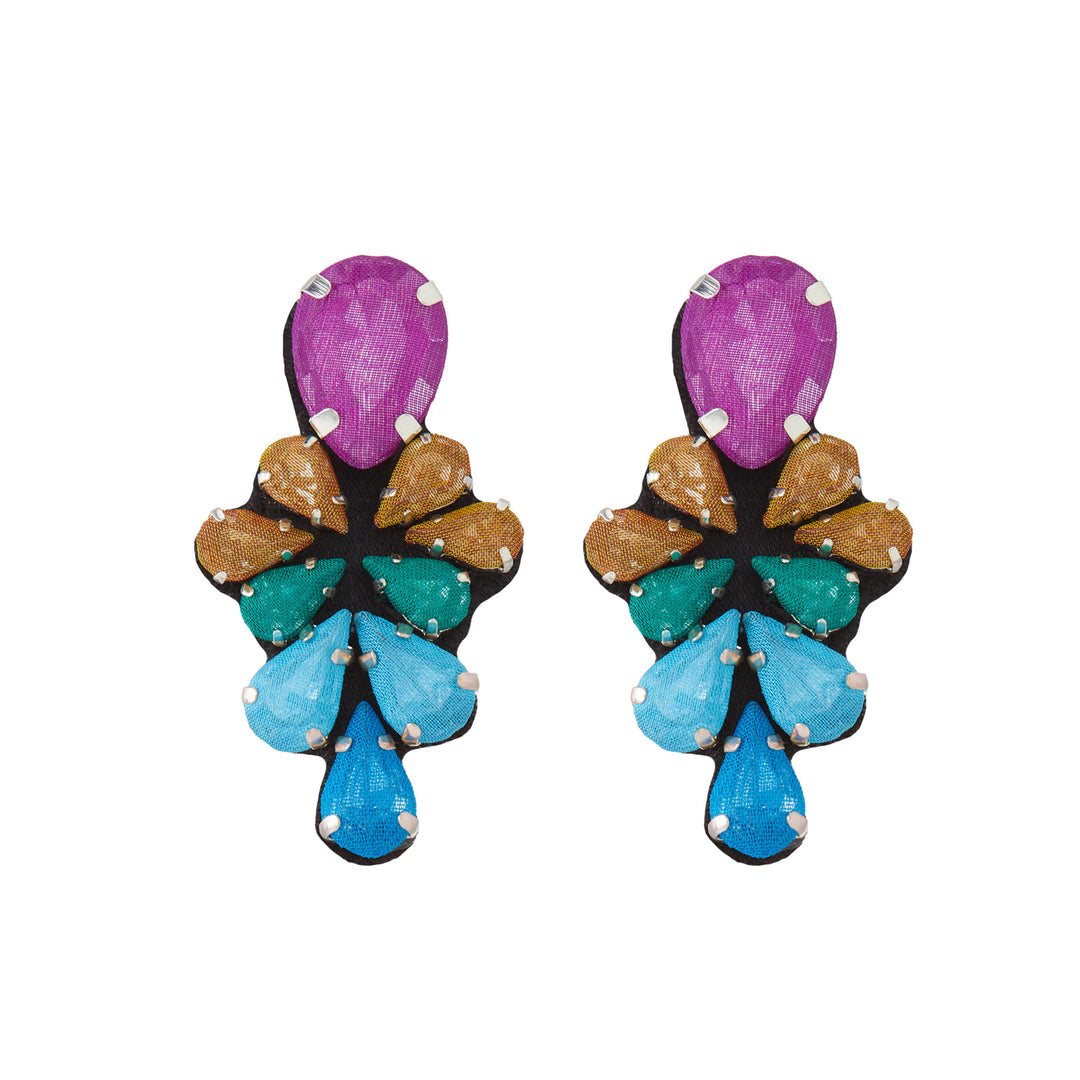 Glycine multicoloured earrings purple brown and blue.