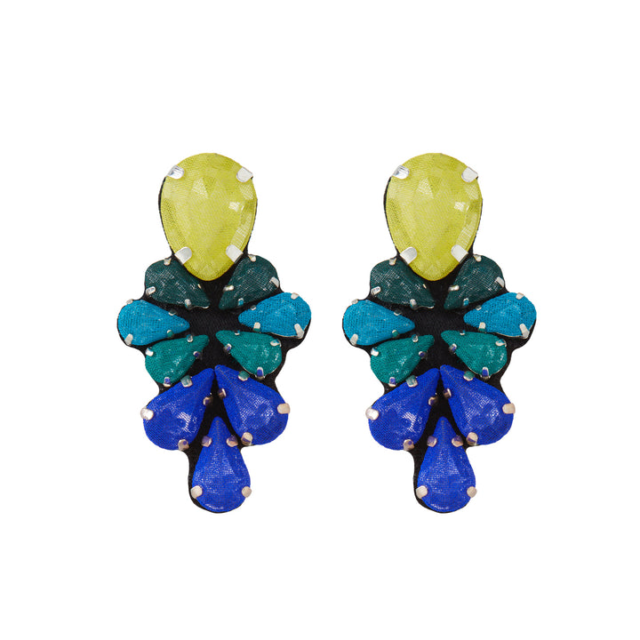 Glycine multicoloured earrings neon yellow and blue.