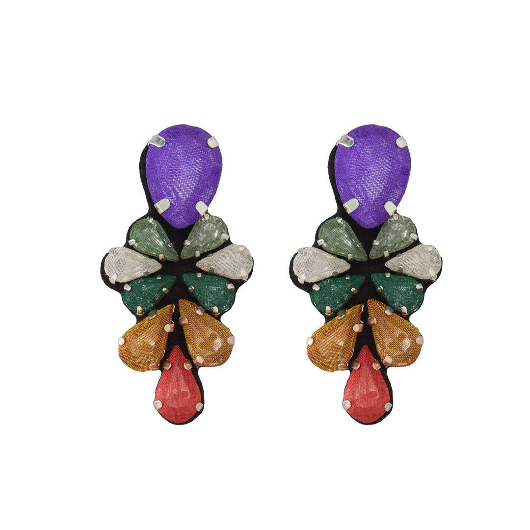 Glycine multicoloured earrings purple olive and red.