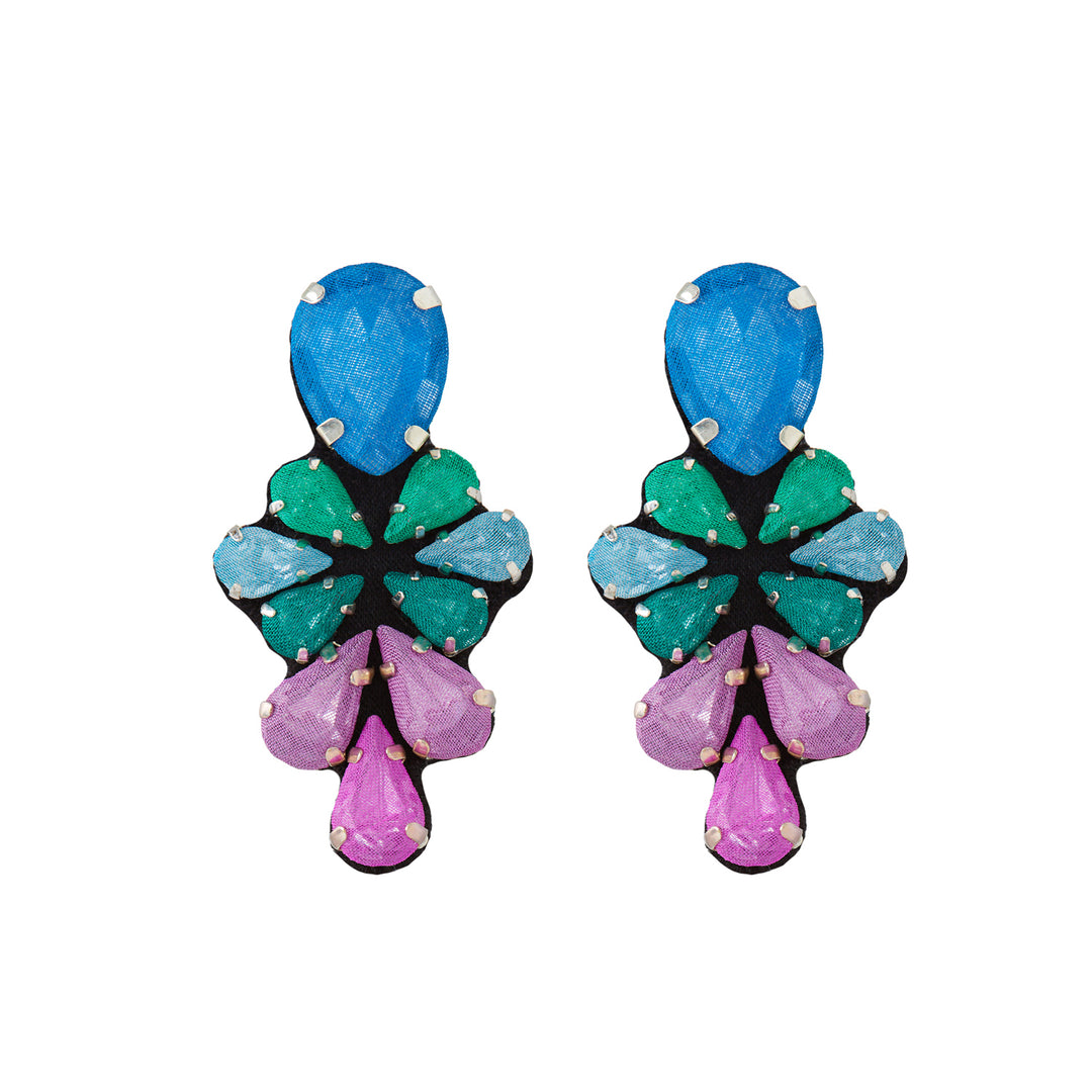 Glycine multicoloured earrings blue and pink.