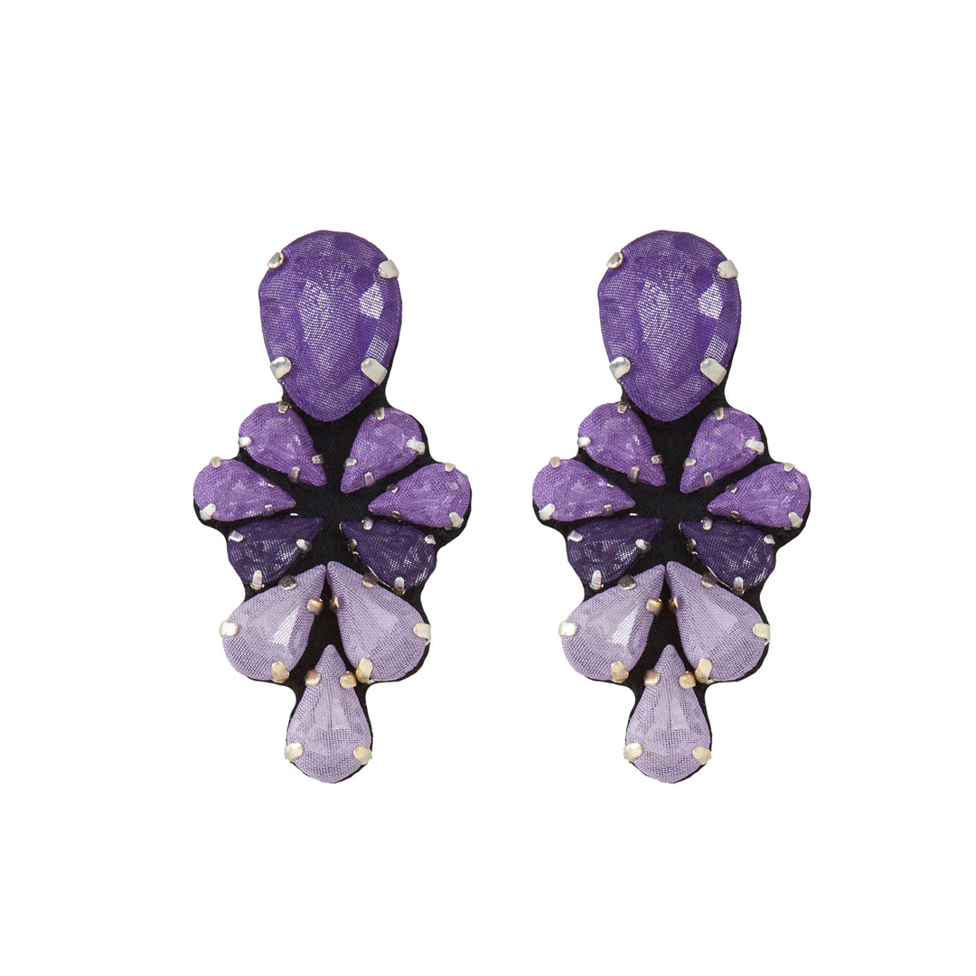 Glycine multicoloured earrings shades of purple.