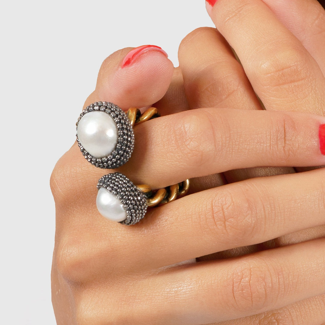 Two Pearls Double Pearls Ring – Laura8