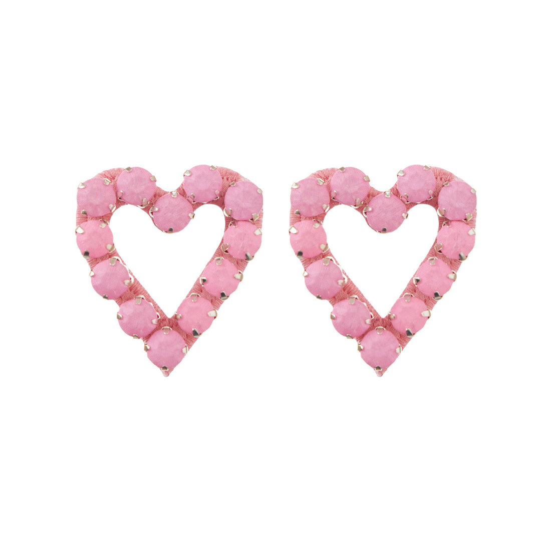 Hearts earrings baby pink silk veil.