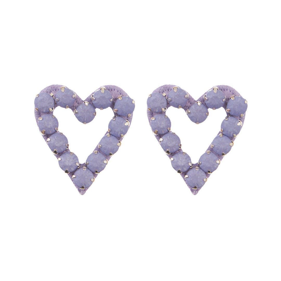 Hearts earrings lavender silk veil.