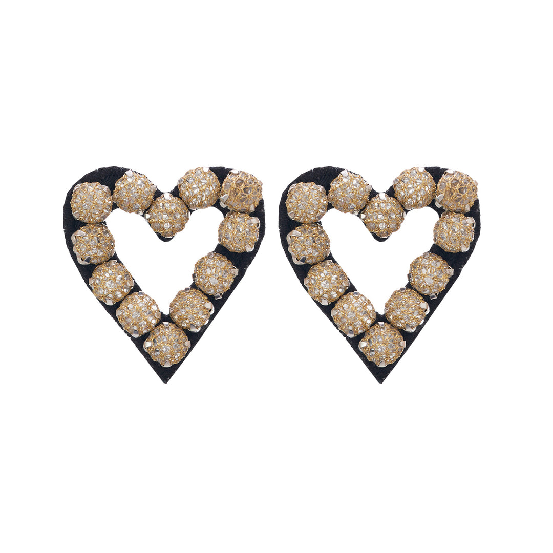 Hearts earrings gold lace net.
