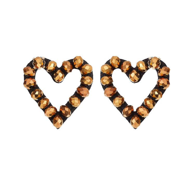 Hearts gold beads earrings.