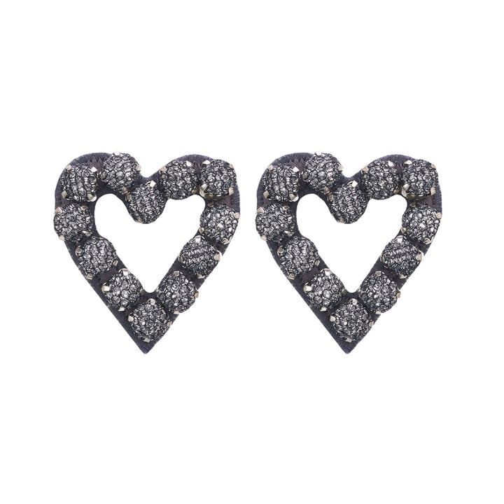 Hearts earrings silver lace net.