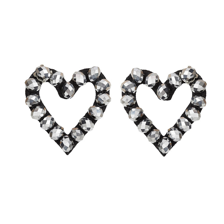 Hearts silver beads earrings.