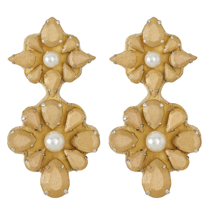 Mandala champagne silk earrings.