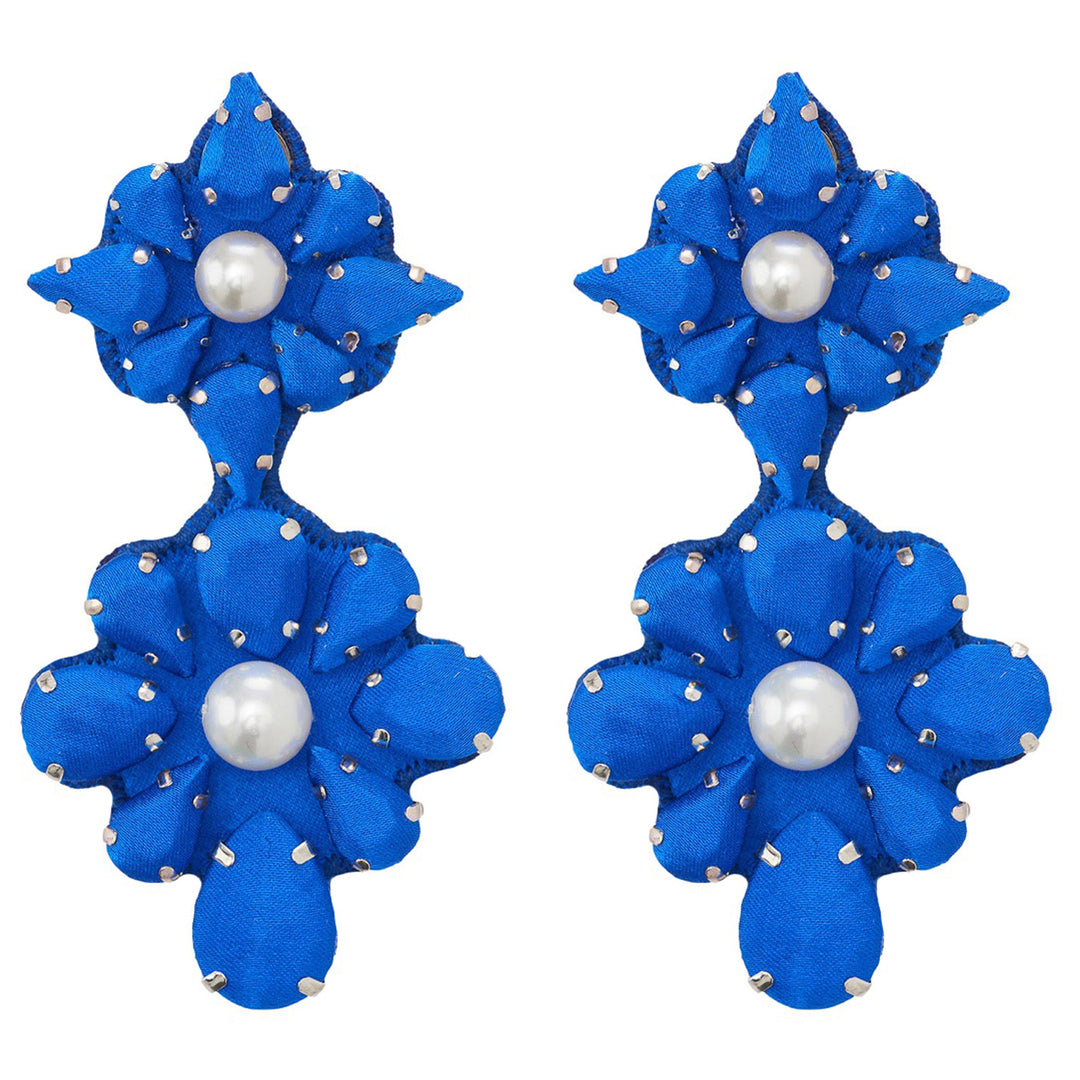 Mandala royal blue silk earrings.