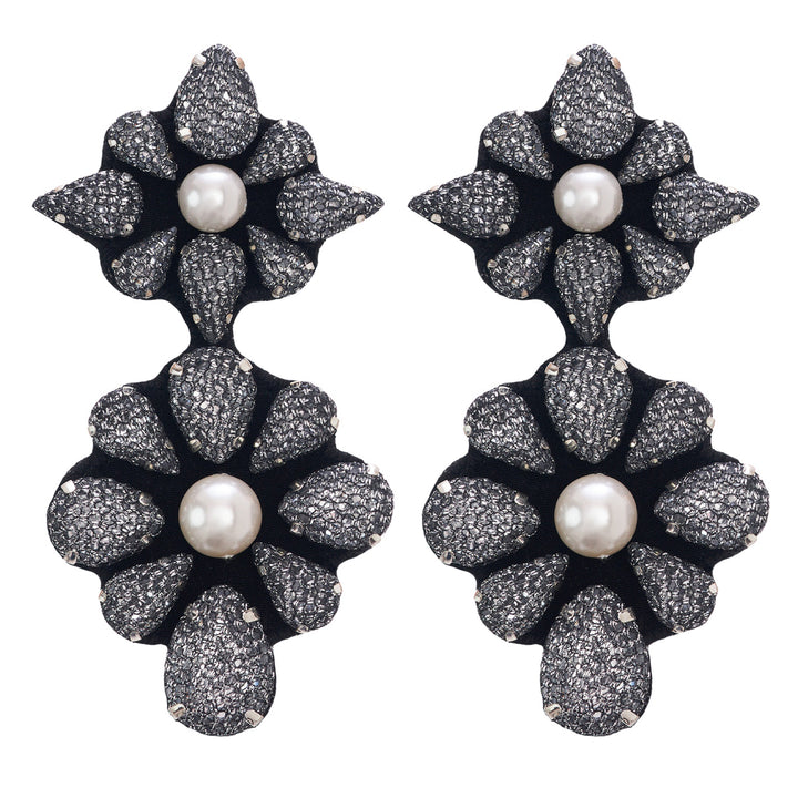 Mandala silver lace net earrings.