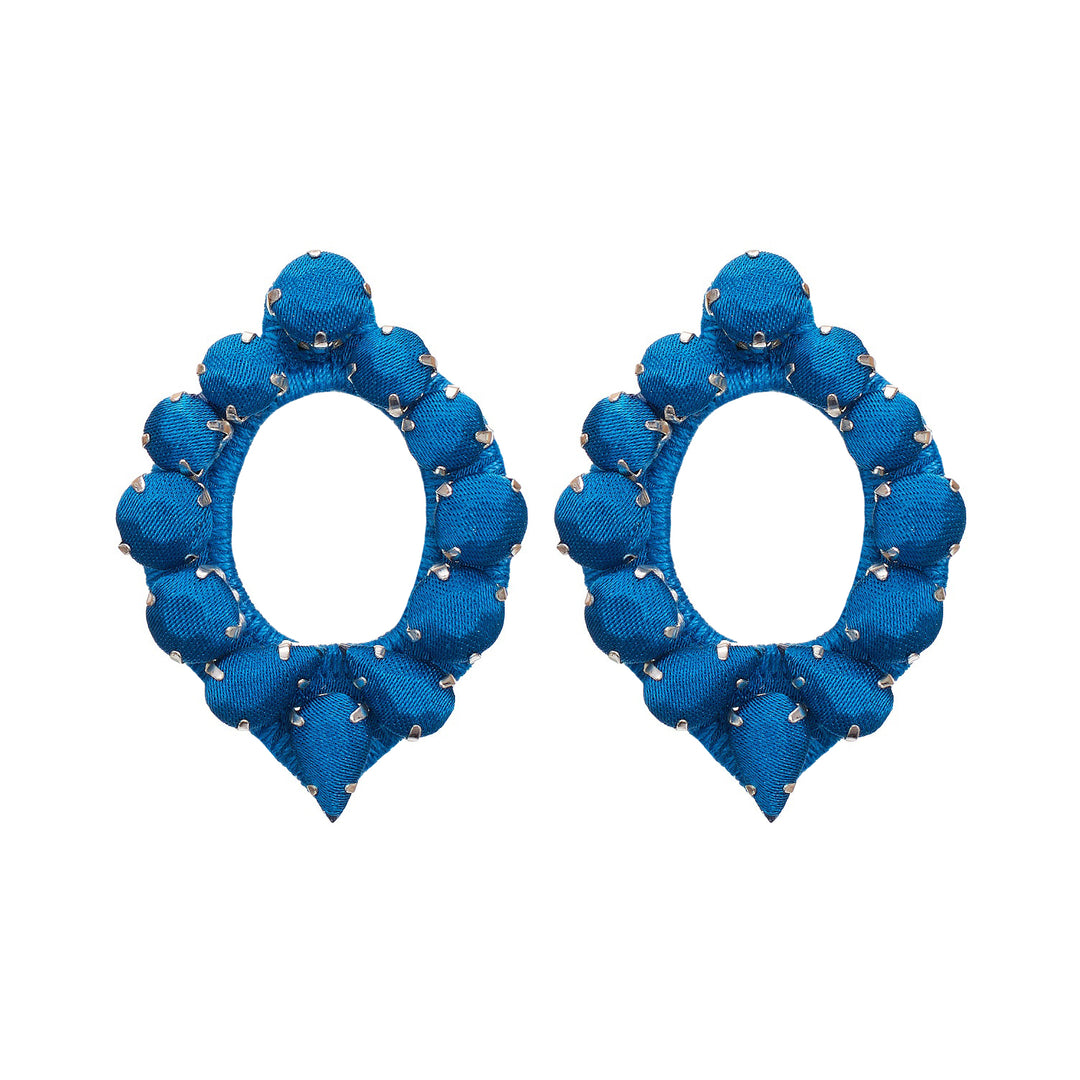 Mirror azure silk earrings.