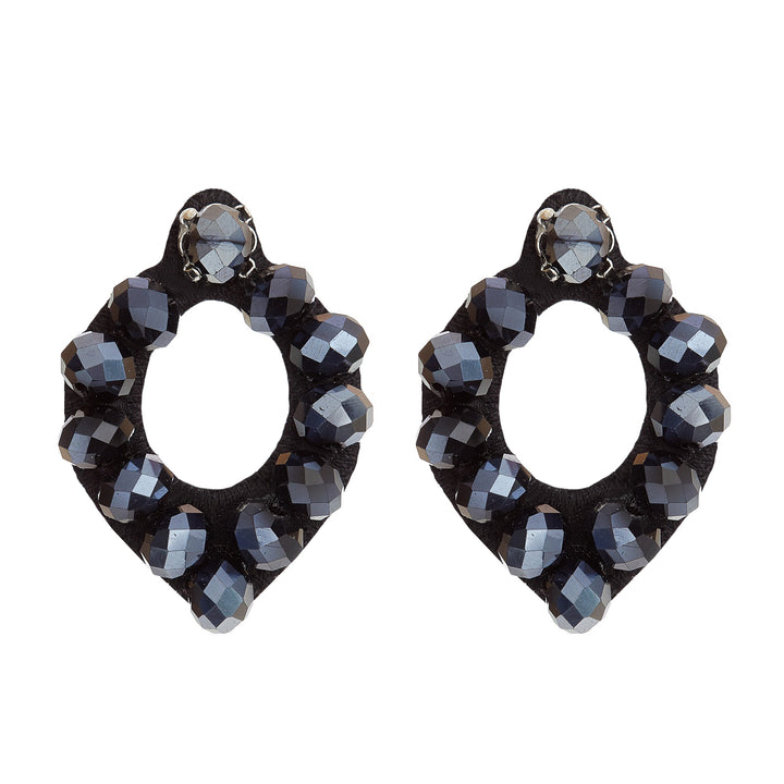 Mirror sparkle earrings black beads.