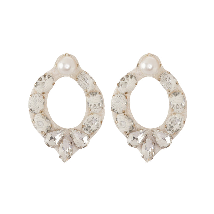 Mirror earrings bridal white lace.