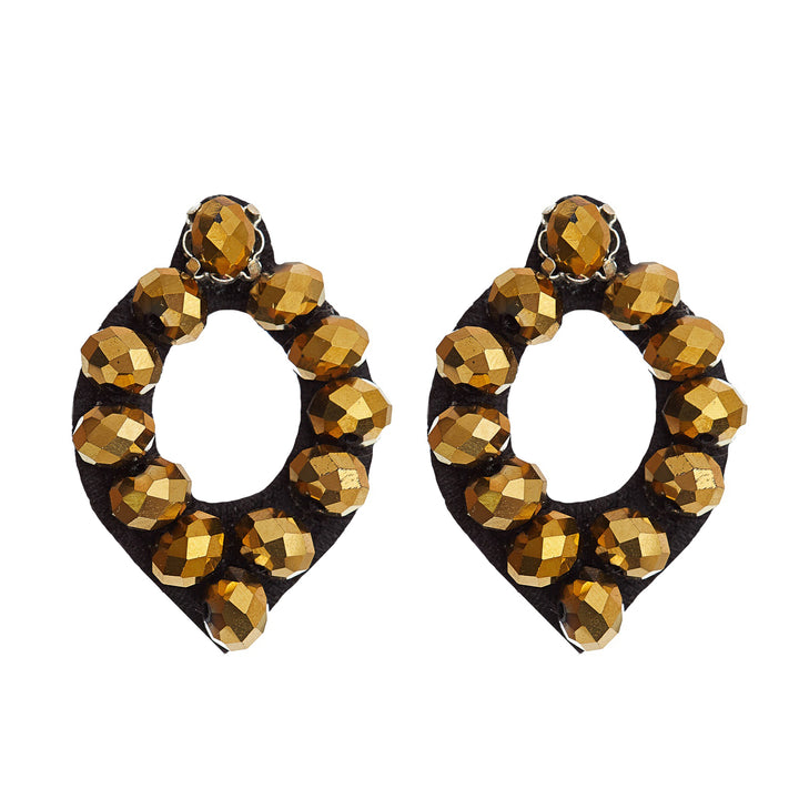 Mirror sparkle earrings gold beads.