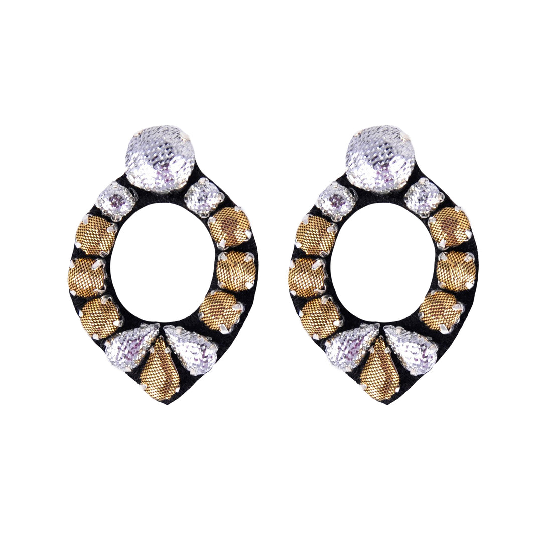 Mirror silver and gold lurex earrings.